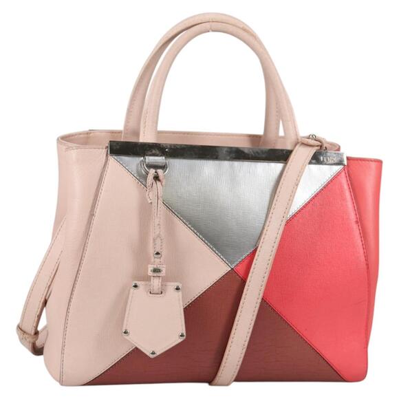 FENDI Petite 2jours Hand Bag Leather Beige Silver - Picture 1 of 14